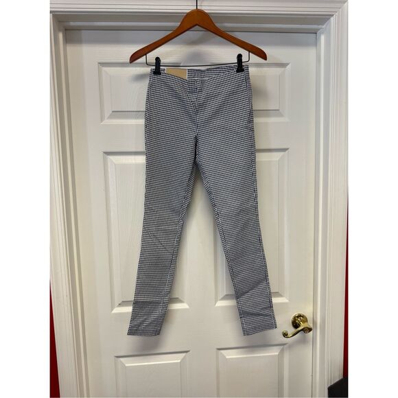 Michael Michael Kors Navy & White Houndstooth Super Skinny High Rise Pull On Pan - Picture 1 of 8